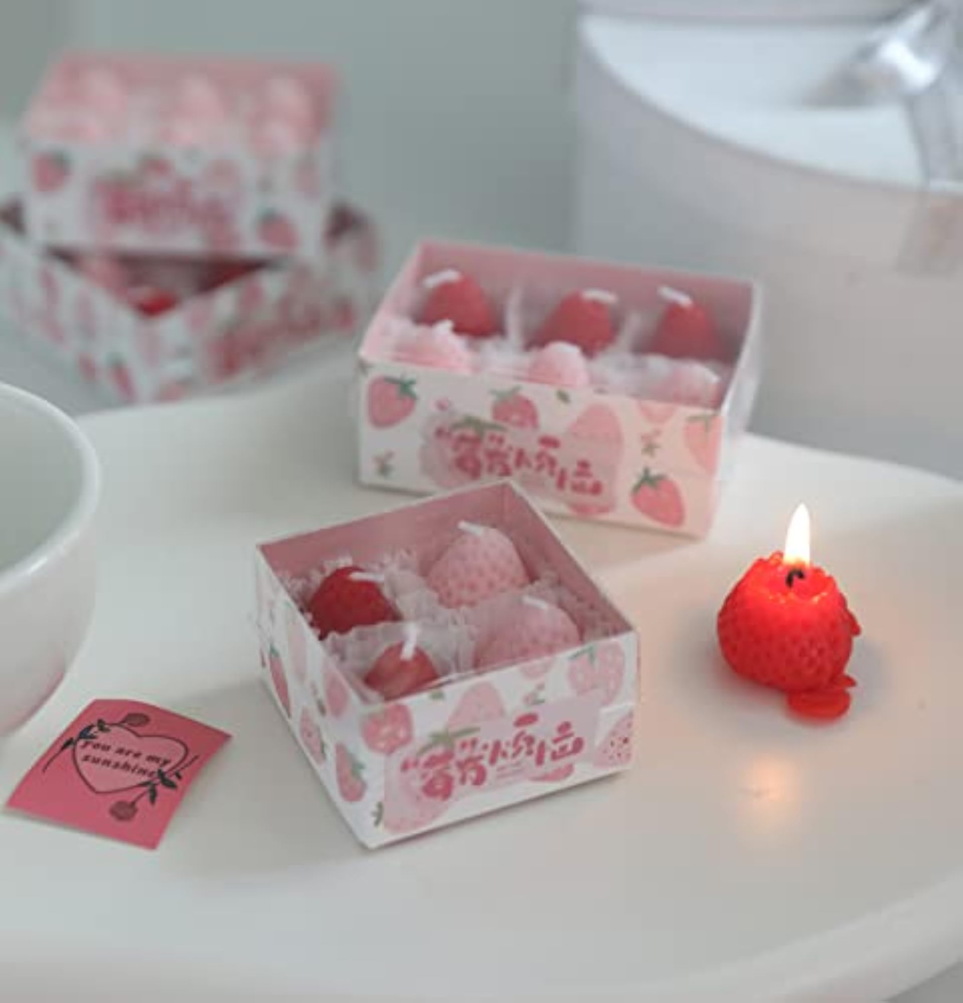 Strawberry Shaped Scented Candle, 4PACK 75G